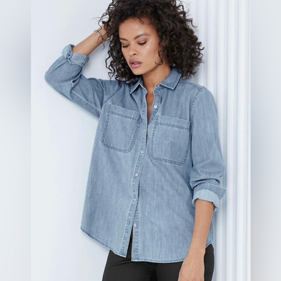 Eileen Fisher Chambray Button Down Shirt - Picture 5 of 11